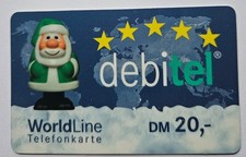 Debitel WorldLine Telefonkarte Motiv Weihnachtsmann 20 DM benutzt