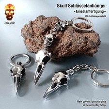 Vogelschädel Skull Schlüsselanhänger Anhänger Edelstahl Krähe Rabe Totenkopf