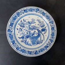 Wandteller, "Blau-Delft" handbemalt, mit Zertifkat, 21 cm Durchmesser