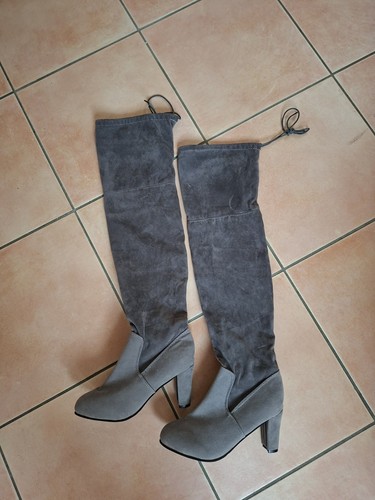 Overkneestiefel 38 grau - overkneestiefel,