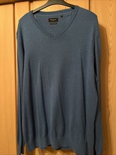 Blauer Kaschmir Herrenpullover Gr. 54 Neu