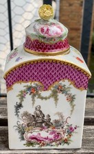 Seltene Teedose Meissen um 1750  1. Wahl Watteau-Malerei 
