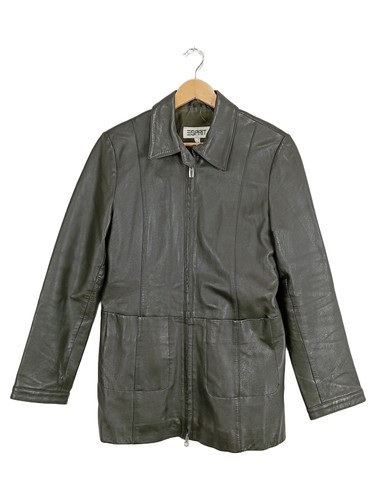Esprit lederjacke damen grün - lederjacke,