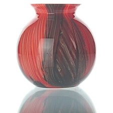 Vintage Kugelvase Tangoglas Glas Vase Art Deco Überfang rot grün braun H2E