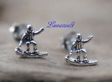 Wellenreiter Ohrstecker 925 Silber Ohrschmuck Surfer