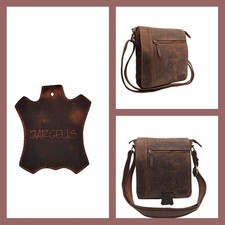 Echt Leder Messenger Bag Herren | Rindsleder Vintage Braun Cognac |Umhängetasche