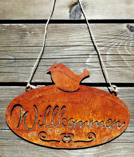 Schild wanddeko willkommen - schild,