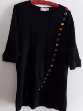 Pulli Pullover bunte Knöpfe Oberteil Damen Dino Valiano 70er Jahre Gr. 38