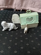 Katzenmutter mit Katzenkind  mit Katzenkorb  Vintage