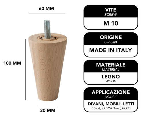 Möbelfüße ipea 100 holz - möbelfüße,