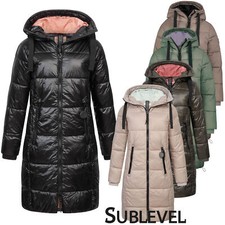 Sublevel Damen langer Mantel Winter Jacke Outdoorjacke mit Kapuze