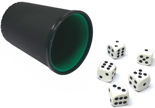 Würfelbecher schwarz mit 5 - würfelbecher,