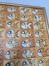 Leinwand Bild witzige abstrakte Piranhas Fische Orange Wandbild XXL Kunstdruck