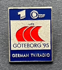 ARD ZDF DEUTSCHLAND GÖTEBORG 95 Pin Anstecker Fernsehsender Stabsabzeichen