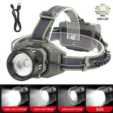 300000LM Super Hell AKKU stirnlampe USB Scheinwerfer Kopflampe LED Taschenlampe