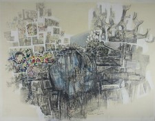 Gemälde Zeichnung Mischtechnik Landschaft Stadt Hans Pluquet Signiert 1973