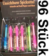 96x SPICKZETTEL Batterien alt GEHEIMSCHRIFT KUGELSCHREIBER WURFMATERIAL UV-LICHT