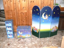 Traumhaft Set Truhe Paravent Kommode Kinderzimmer Stern Teddy Bär Traumbär