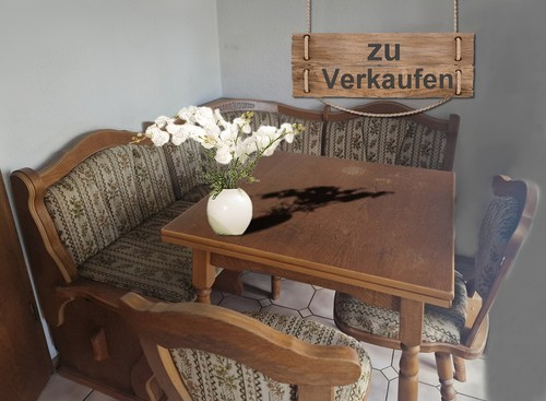 Eckbank rustikal massives holz - eckbank,