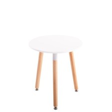 Beistelltisch, 45 cm Durchmesser, 52 cm hoch, Beine Buche massiv, Weiß, Raburg