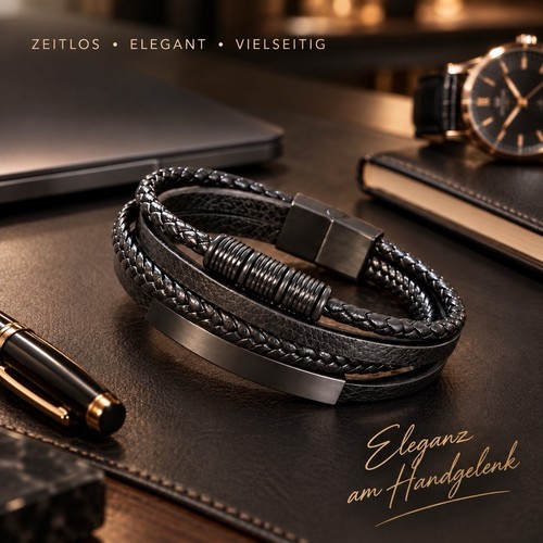 Herren lederarmband schwarz - lederarmband,