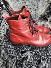 Accatino Damen Schnürrschuh Stiefeletten  Echtleder Rot Profilsohle 