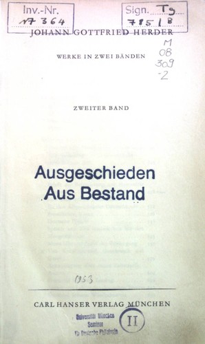 Johann gottfried herder - gottfried, werke