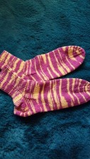 Handgestrickte SneakerSocken, aus Opal- Wolle Gr.40-41 Lila-gelb