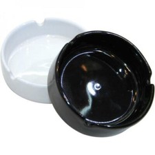 6 x Aschenbecher Porzellan schwarz + weiss , 10x3,5cm, Ascher Set