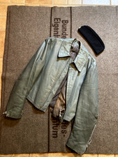 Sammlerkonvolut selt. Bw Marine U-Boot Lederjacke (Lederpäckchen) mit Schiffchen