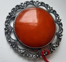 große Bernstein Brosche (875 Silber) Russland Schmuck 