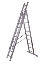 Alu-Stehleiter 3x10 Stufen, 275x48x20 cm (Vielzweckleiter Leiter Stehleiter)