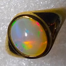 Welo Opal ECHTER Kristallopal Ring 925 Sterling Silber Gold Gr17  11mm  2,30 Kt.