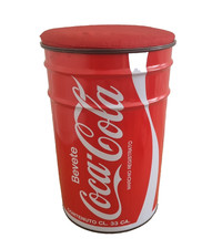 Original Coca Cola Sitztonne Hocker Tonne Dose Fass mit Stauraum und Sitzkissen