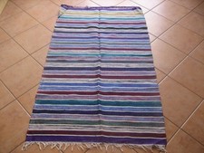 Teppich, Läufer, gestreift, bunt, überwiegend lilatöne, 140 cm lang, 85 cm breit