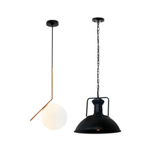 Hängeleuchte Deckenlampe EDO Schwarz - Weiss Design Stahl, Wohn Ess Zimmer E27