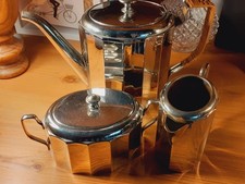 WMF Kaffee/Tee Set ( Kanne+Zuckerdose+Milchkännchen ) Art Deco, Straußenmarke