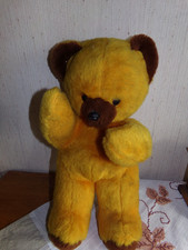 alter Teddybär DDR orange/braun Knopfaugen ca 50 cm