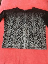 edles Damen Shirt Pullover Oberteil Bluse,Gr. 44, XXL,schwarz,silber grau,Gothic