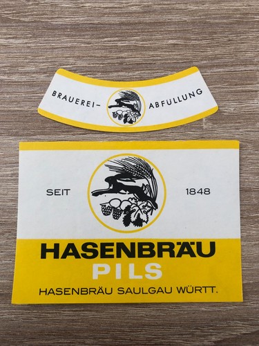 Bieretikett hasenbräu saulgau - bieretikett,