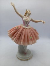 Unterweissbach Porzellan Figur Tänzerin,rosa Spitzenkleid,Tüll , Ballerina