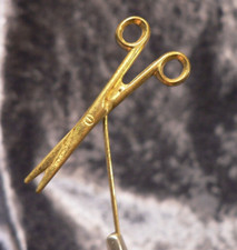 FRISEUR: TONDEO FRISEURSCHEREN, Minischere als ANSTECKER, goldfarbenes Metall !
