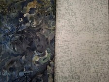 Patchworkstoff Batik, Blau-Bunt, Gelblich-Creme Weiss