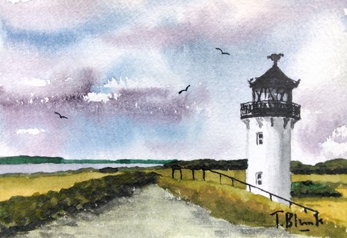 Original aquarell leuchtturm - -,
