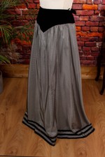 Vintage orig 70er 80er Maxirock schwarz weiß Nostalgie Rock kariert Samt Taft S