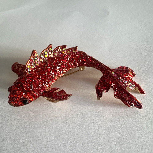 Brosche rot koi - brosche, koi-fisch