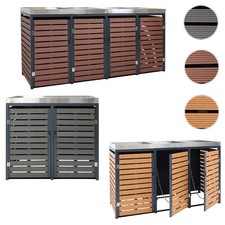 Mülltonnenverkleidung HWC-K14, Mülltonnenbox mit Pflanzkasten, WPC Edelstahl