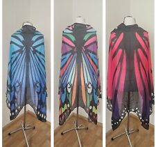 Damen Umhang Schmetterling Standkleid Badeumhang Chiffon pink blau bunt