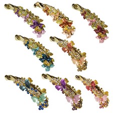 Haarspange Bananenspange Blumen Schmetterlinge Metall Strass lila blau rosa gold