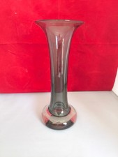 Vintage Glasvase Rauchglas 21cm Trompetenvase Mid-Century Dekoration
